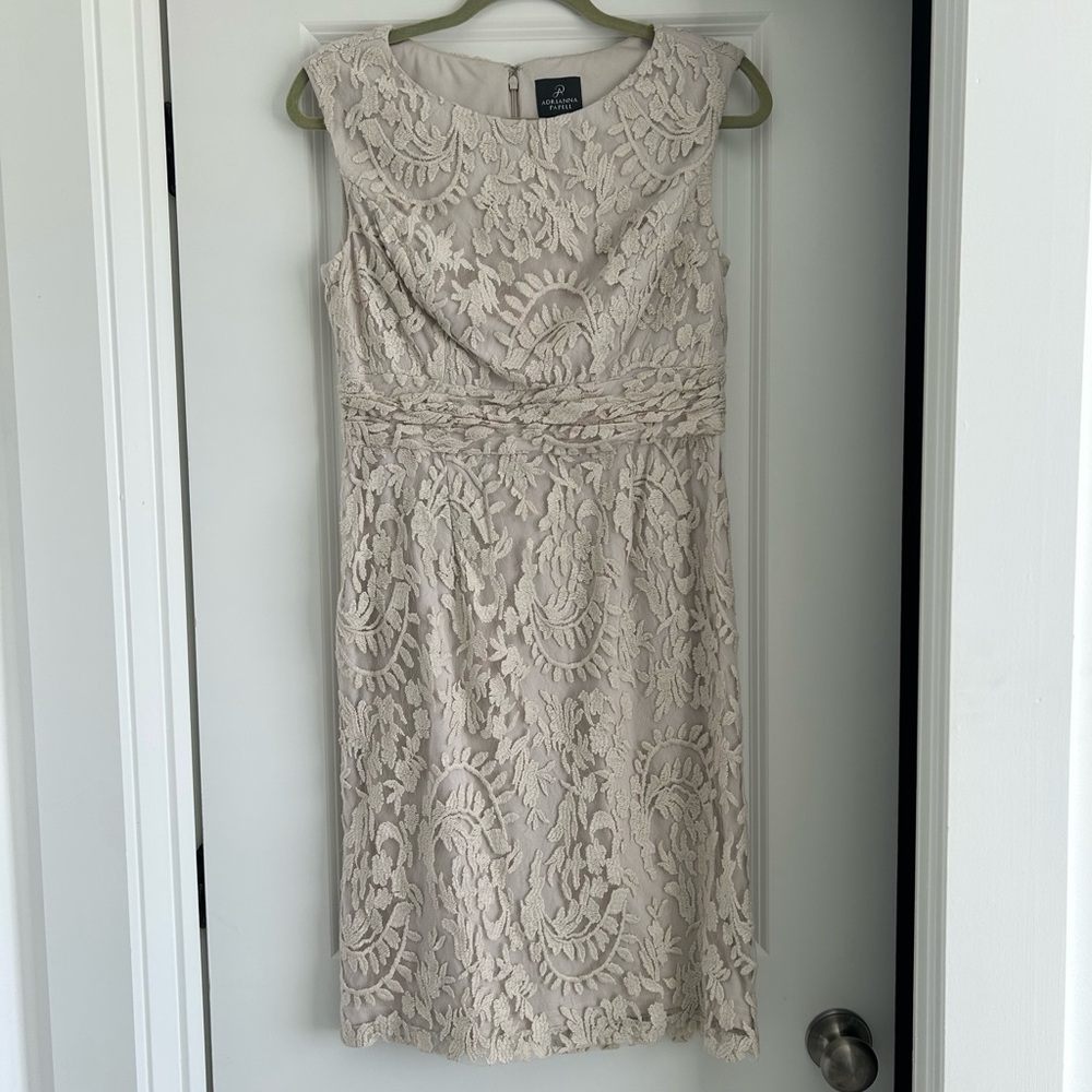 Adrianna Papell Lace Dress in Cream